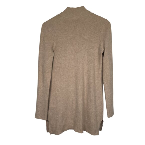 Cyrus Cardigan Sweater Open Front Front Pockets Vented Sides Tan Women's Size M - Picture 2 of 16